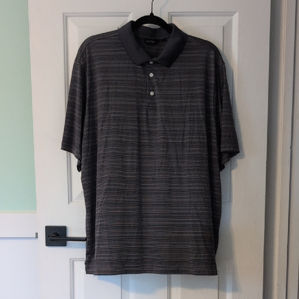 Walter Hagen Gray Striped Polo Shirt